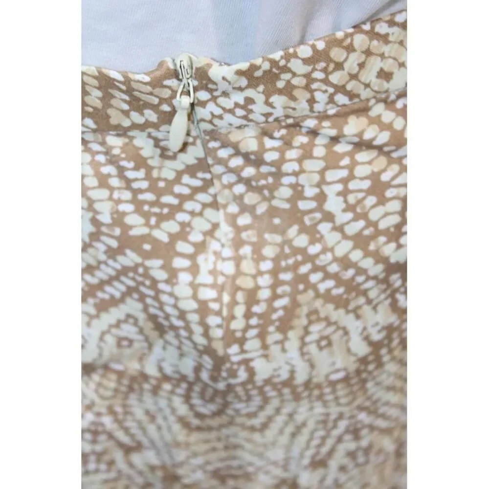 J. Mclaughlin Womens Satin Animal Printed Zip Mid Length Maxi Skirt Nude Size 12